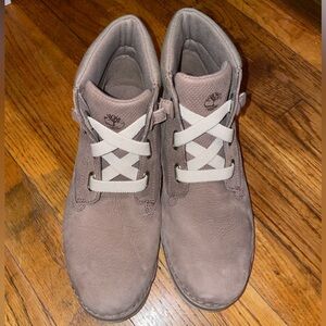 Timberland Women's Brookton Lace-Up Leather 6in Taupe Nubuck Boots SZ 8